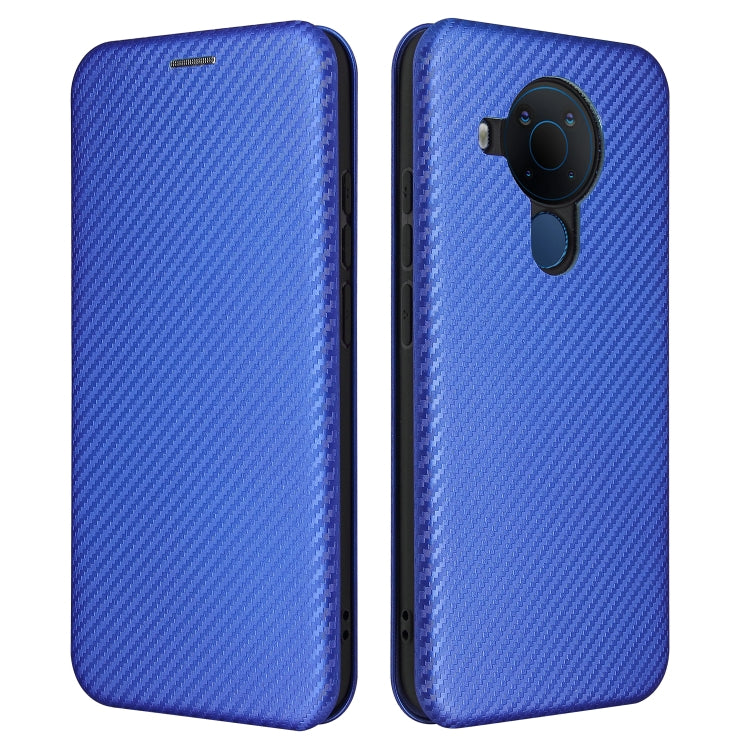 Para Nokia 5.4 Funda de cuero con tapa magnética horizontal con textura de fibra de carbono TPU + PC + PU con ranura para tarjeta