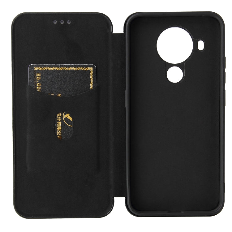Para Nokia 5.4 Funda de cuero con tapa magnética horizontal con textura de fibra de carbono TPU + PC + PU con ranura para tarjeta (Negro)
