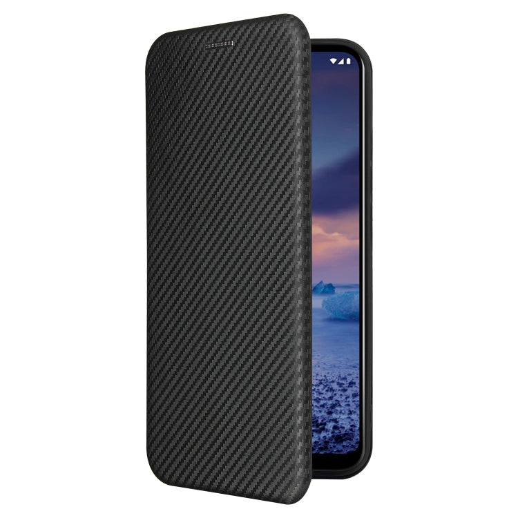 Para Nokia 5.4 Funda de cuero con tapa magnética horizontal con textura de fibra de carbono TPU + PC + PU con ranura para tarjeta (Negro)