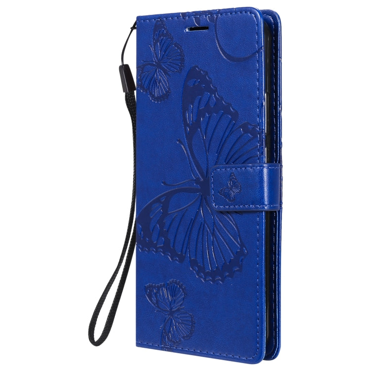 Para Nokia 3.4 3D Mariposas en relieve Patrón Horizontal Flip Funda de cuero con soporte, ranura para tarjeta y billetera (azul)
