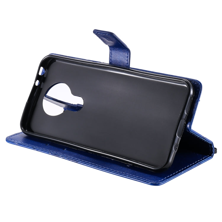 Para Nokia 3.4 3D Mariposas en relieve Patrón Horizontal Flip Funda de cuero con soporte, ranura para tarjeta y billetera (azul)