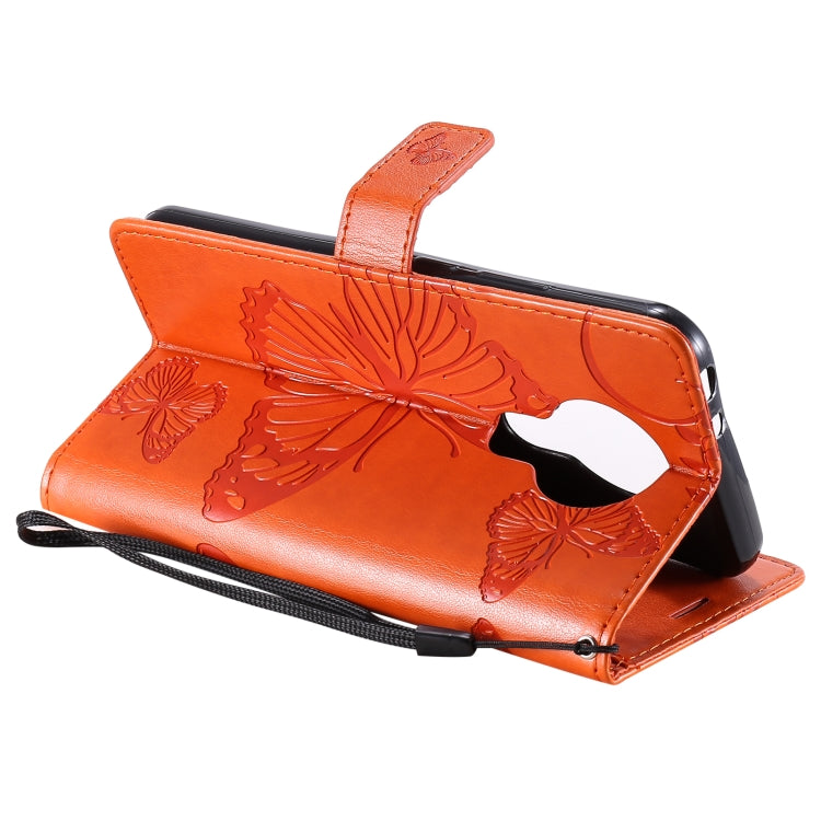 Para Nokia 3.4 3D Mariposas en relieve Patrón Horizontal Flip Funda de cuero con soporte, ranura para tarjeta y billetera (naranja)