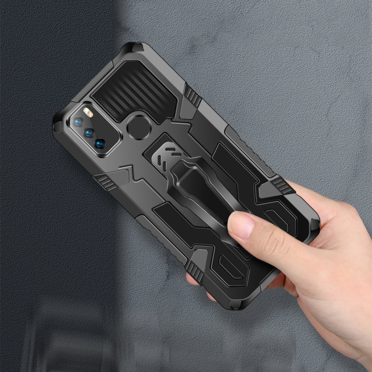 Para Infinix Hot 9 Play Machine Armor Warrior Aftersproof PC + TPU Funda protectora (café)