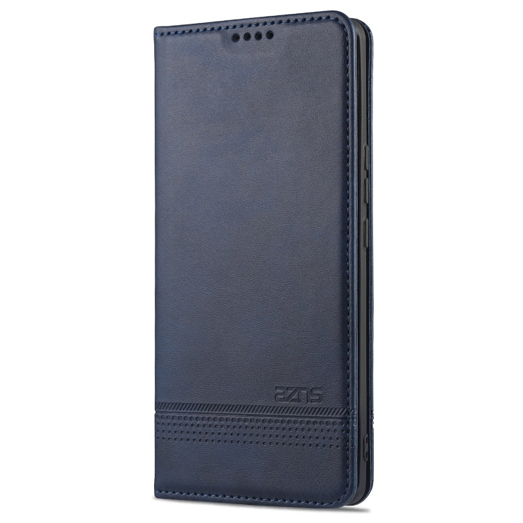 Para Huawei nova 8 5G AZNS Estuche de cuero con tapa magnética con textura de becerro horizontal con ranuras para tarjetas, soporte y billetera (azul oscuro)