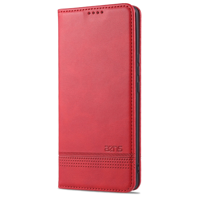 Para Huawei nova 8 5G AZNS Estuche de cuero con tapa magnética con textura de becerro horizontal con ranuras para tarjetas, soporte y billetera (rojo)