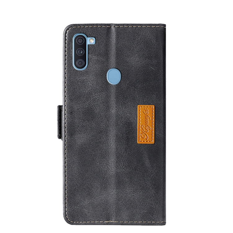 Estuche de Cuero Samsung Galaxy A11 Versión UE Tapa Horizontal Soporte Ranuras Tarjetas (Negro)