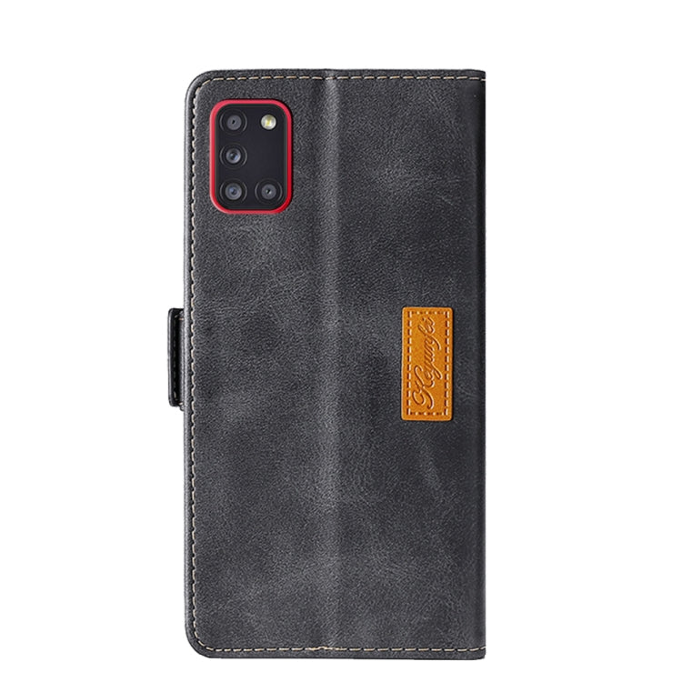 Estuche de Cuero Samsung Galaxy A31 Textura Retro Hebilla Lateral Tapa Horizontal Soporte Ranuras para Tarjetas Billetera (Negro)