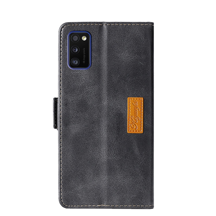 Estuche de Cuero Samsung Galaxy A41 Versión UE Textura Retro Hebilla Lateral Tapa Horizontal Soporte Ranuras Tarjetas Billetera (Negro)