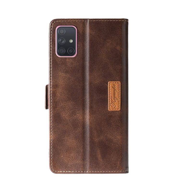 Estuche de Cuero Samsung Galaxy A71 5G Tapa Horizontal Soporte Ranuras Tarjetas Billetera (Marrón)