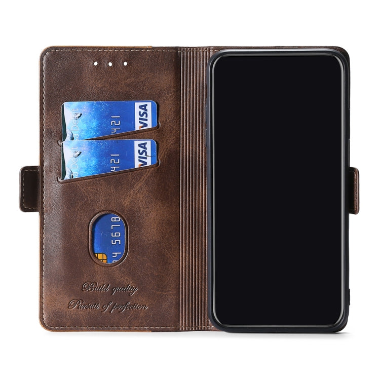 Estuche de Cuero Samsung Galaxy A71 5G Tapa Horizontal Soporte Ranuras Tarjetas Billetera (Marrón)