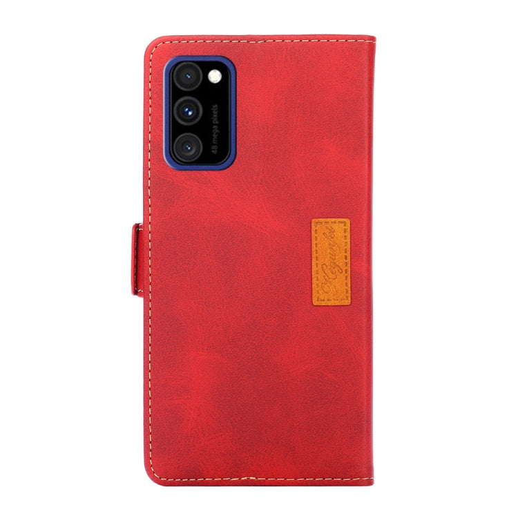 Estuche de Cuero Samsung Galaxy A91 S10 Lite 2020 Textura Retro Hebilla Lateral Tapa Horizontal Soporte Ranuras Tarjetas Billetera (Rojo)