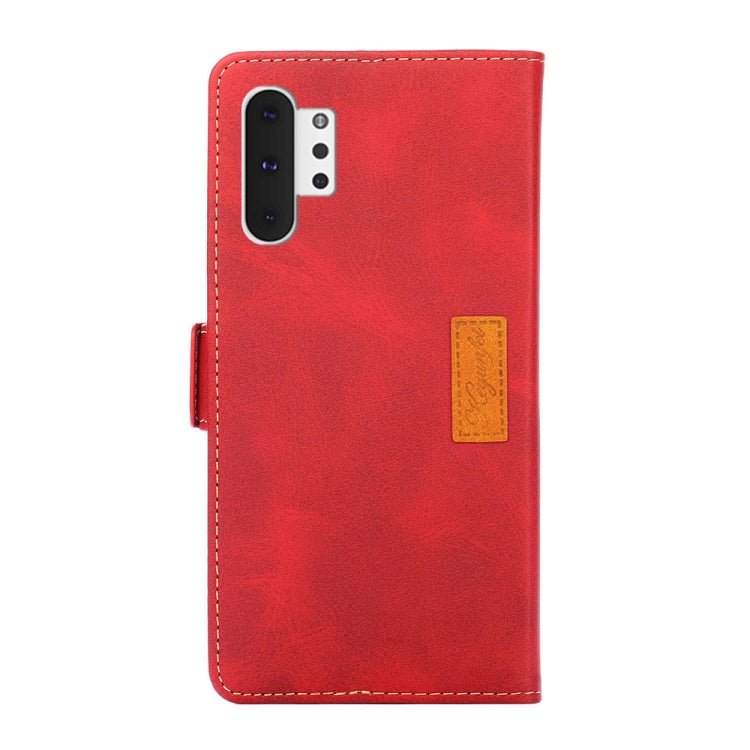 Estuche de Cuero para Samsung Galaxy Note10 + con Tapa Horizontal, Hebilla Lateral, Soporte, Ranuras para Tarjetas y Billetera (Rojo)