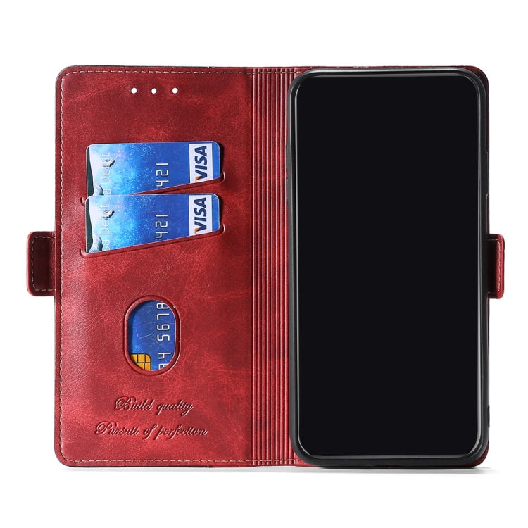 Estuche de Cuero para Samsung Galaxy Note10 + con Tapa Horizontal, Hebilla Lateral, Soporte, Ranuras para Tarjetas y Billetera (Rojo)