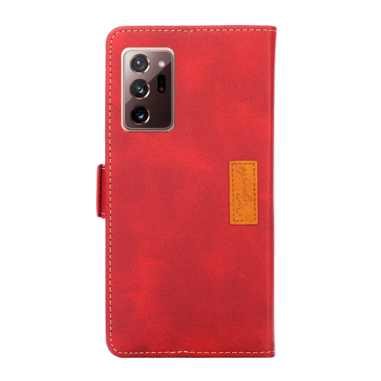 Estuche de Cuero Samsung Galaxy Note20 Textura Retro Hebilla Lateral Tapa Horizontal Soporte Ranuras Tarjetas Billetera (Rojo)