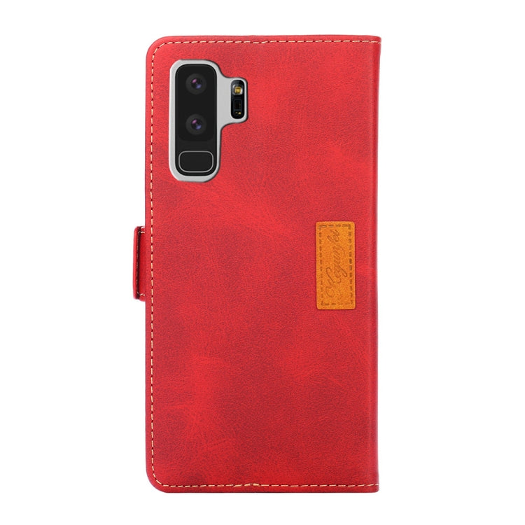Estuche de Cuero para Samsung Galaxy S9 con Tapa Horizontal, Hebilla Lateral, Soporte, Ranuras para Tarjetas y Billetera (Rojo)