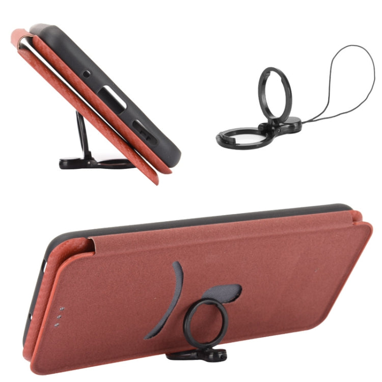 Para Motorola Moto E7 Potencia Fibra de carbono Textura Magnético Horizontal Flip TPU + PC + Funda de cuero PU con ranura para tarjeta (Marrón)