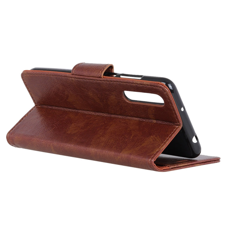 Para Sony Xperia Ace II Hebilla de cobre Nappa Texture Horizontal Flip Funda de cuero con soporte y tragamonedas y billetera (marrón)