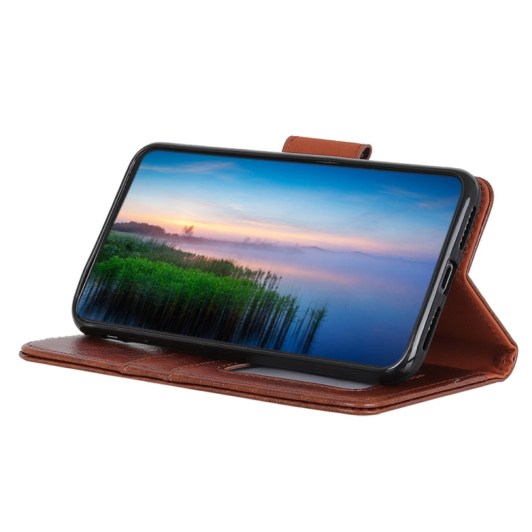 Para Sony Xperia Ace II Hebilla de cobre Nappa Texture Horizontal Flip Funda de cuero con soporte y tragamonedas y billetera (marrón)