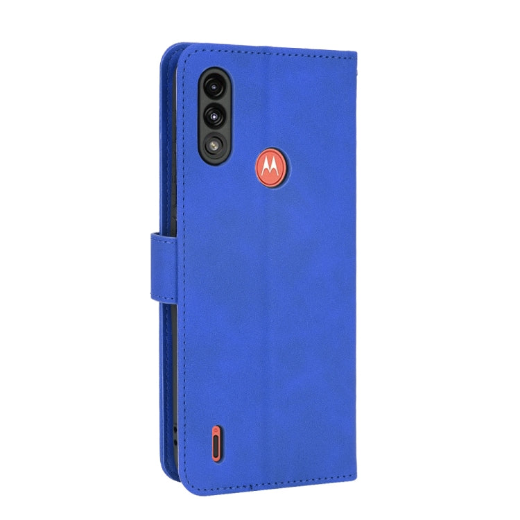 Para Motorola Moto E7 Potencia Color Sólido Siente Siente Hebilla Magnética Horizontal Flip Becerra Textura PU Funda de cuero con soporte y ranuras para tarjetas (Azul)