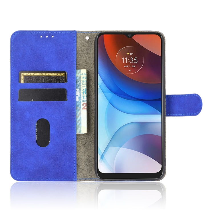 Para Motorola Moto E7 Potencia Color Sólido Siente Siente Hebilla Magnética Horizontal Flip Becerra Textura PU Funda de cuero con soporte y ranuras para tarjetas (Azul)