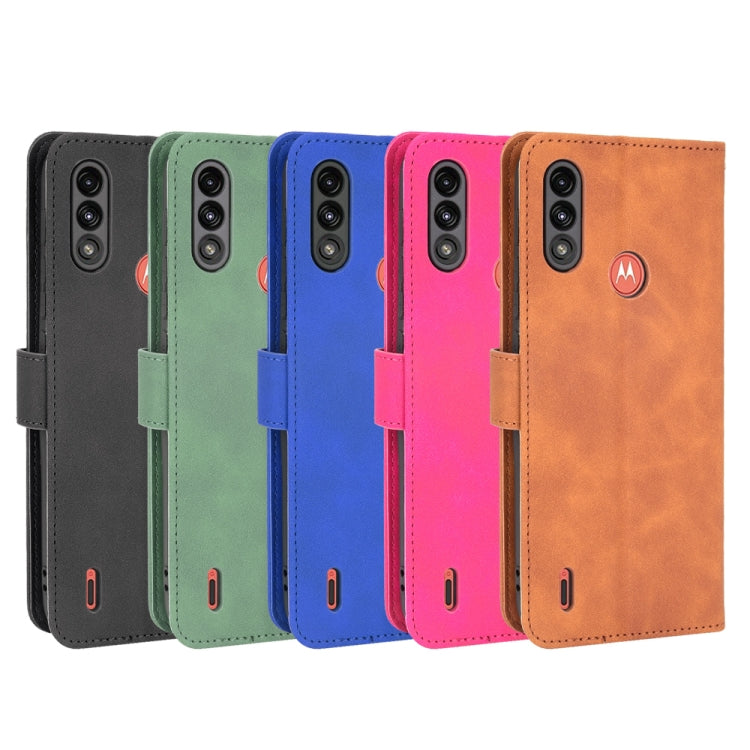 Para Motorola Moto E7 Potencia Color Sólido Siente Siente Hebilla Magnética Horizontal Flip Becerra Textura PU Funda de cuero con soporte y ranuras para tarjetas (Azul)