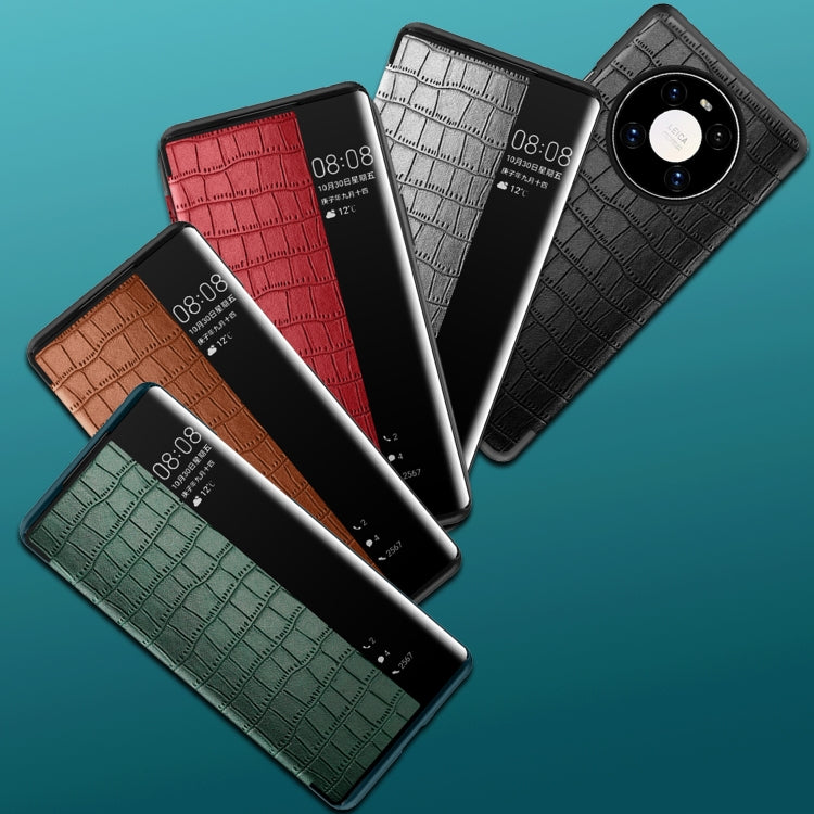 Para Huawei Mate 40 Cocodrilo Textura Ventana Ventana Horizontal Flip Funda de cuero (rojo)