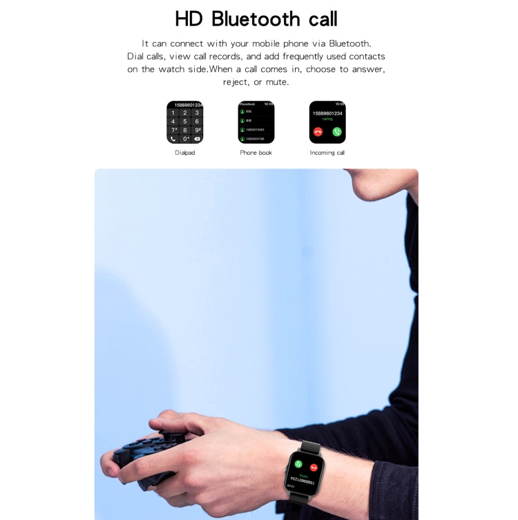 Reloj Inteligente Gt20 1,69 Pulgadas TFT IP67 Control Música Llamada Bluetooth Correa de Acero (Plata)