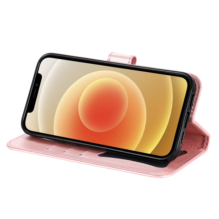 Para Motorola Moto G100 / EDGE S 7-Petal Flowers Patrón de estampado de estampado de PU Horizontal Funda de cuero con soporte y ranuras para tarjetas y marco de fotos (oro rosa)