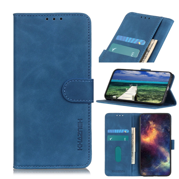 Para Google Pixel 6 Khazneh Retro Texture PU + TPU Funda de cuero Horizontal Flip con soporte y tragamonedas y billetera (azul)