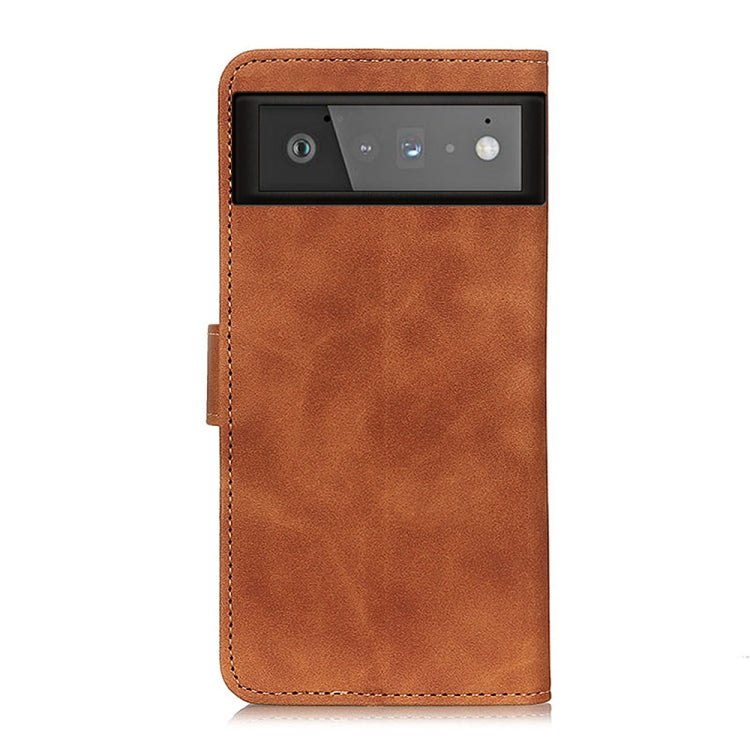 Para Google Pixel 6 Khazneh Retro Texture PU + TPU Funda de cuero de flip horizontal con soporte y tragamonedas y billetera (marrón)