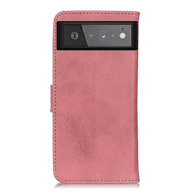 Para Google Pixel 6 Khazneh Cowhide Texture Horizontal Flip Funda de cuero con soporte y tragamonedas y billetera (rosa)