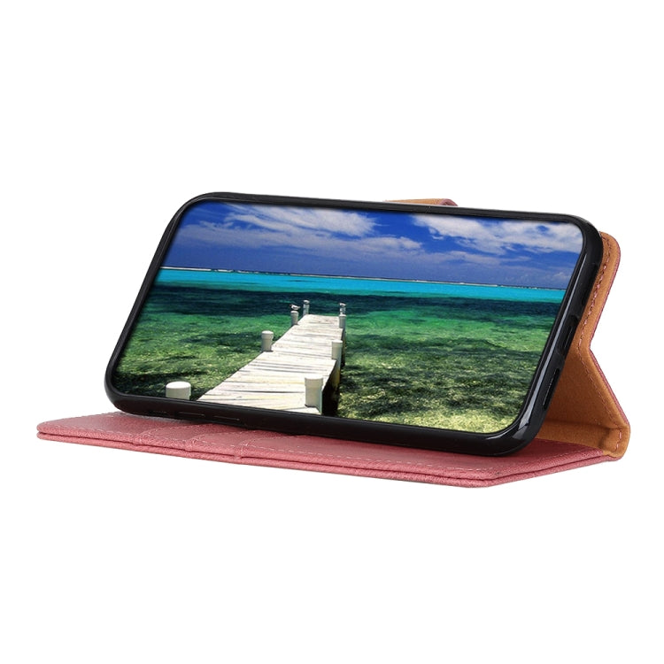 Para Google Pixel 6 Khazneh Cowhide Texture Horizontal Flip Funda de cuero con soporte y tragamonedas y billetera (rosa)