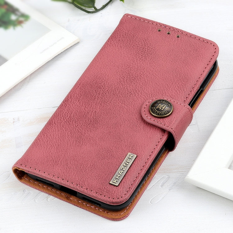 Para Google Pixel 6 Khazneh Cowhide Texture Horizontal Flip Funda de cuero con soporte y tragamonedas y billetera (rosa)