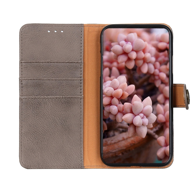Para Google Pixel 6 Khazneh Cowhide Texture Horizontal Flip Funda de cuero con soporte y tragamonedas y billetera (caqui)
