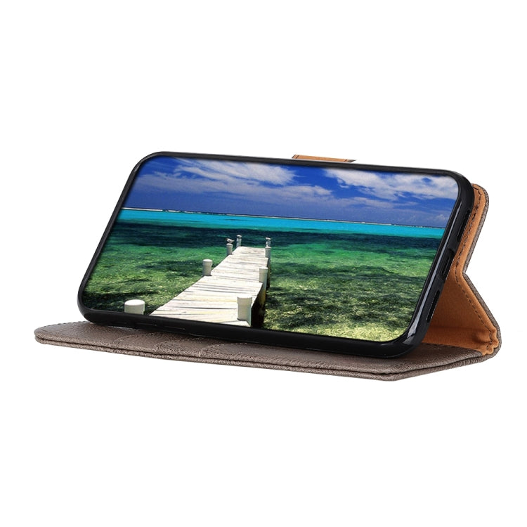 Para Google Pixel 6 Khazneh Cowhide Texture Horizontal Flip Funda de cuero con soporte y tragamonedas y billetera (caqui)