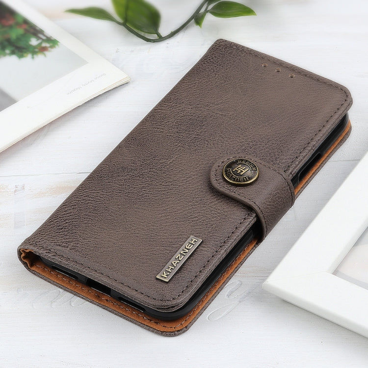 Para Google Pixel 6 Khazneh Cowhide Texture Horizontal Flip Funda de cuero con soporte y tragamonedas y billetera (caqui)