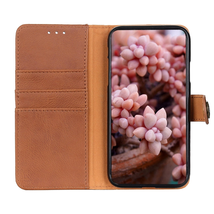 Para Google Pixel 6 Pro Khazneh Cowhide Texture Horizontal Flip Funda de cuero con soporte y tragamonedas y billetera (Marrón)