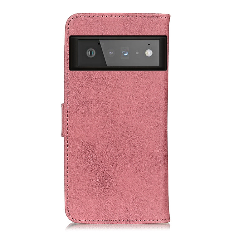 Para Google Pixel 6 Pro Khazneh Cowhide Texture Horizontal Flip Funda de cuero con soporte y tragamonedas y billetera (rosa)