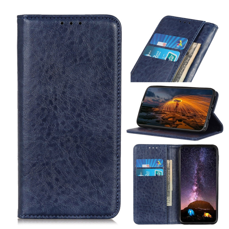 Para Google Pixel 6 Magnet Crazy Horse Texture Horizontal Flip Funda de cuero con soporte y ranuras para tarjetas y billetera (azul)