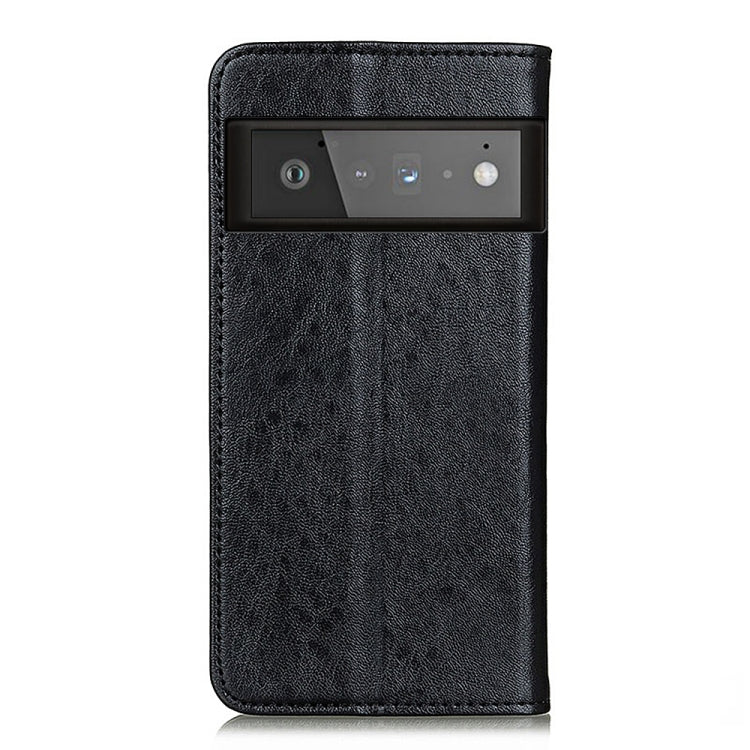 Para Google Pixel 6 Pro Magnetic Crazy Horse Texture Horizontal Flip Funda de cuero con soporte y ranuras para tarjetas y billetera (Negro)