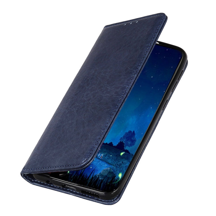 Para Google Pixel 6 Pro Magnetic Crazy Horse Texture Horizontal Flip Funda de cuero con soporte y tragamonedas y billetera (azul)