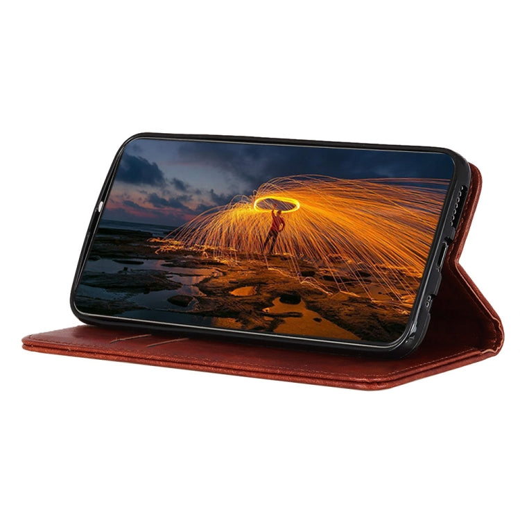 Para Google Pixel 6 Pro Magnetic Crazy Horse Texture Horizontal Flip Funda de cuero con soporte y ranuras para tarjetas y billetera (marrón)