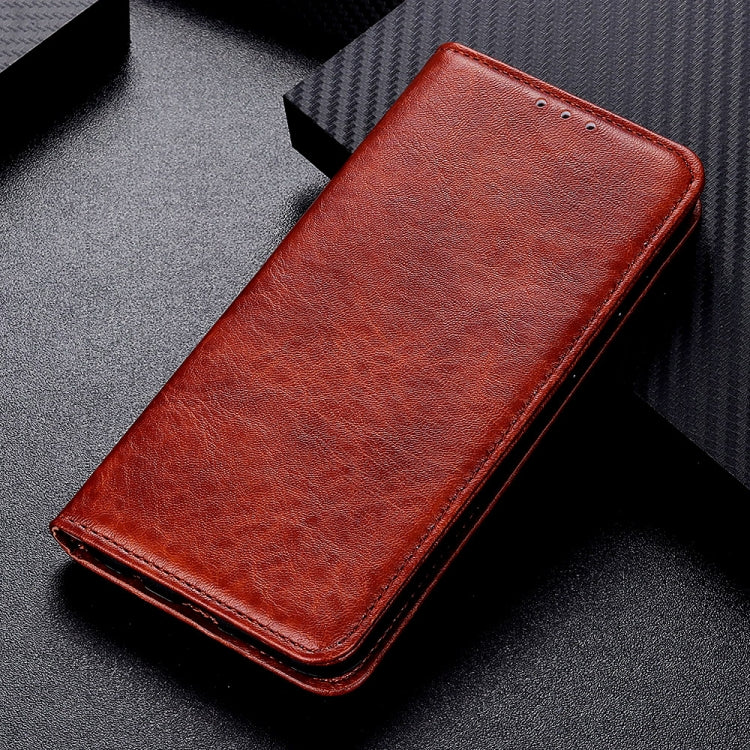 Para Google Pixel 6 Pro Magnetic Crazy Horse Texture Horizontal Flip Funda de cuero con soporte y ranuras para tarjetas y billetera (marrón)