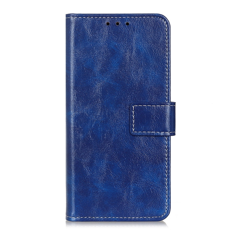Para Google Pixel 6 Retro Crazy Horse Texture Horizontal Flip Funda de cuero con soporte y ranuras para tarjetas y marco y billetera (azul)