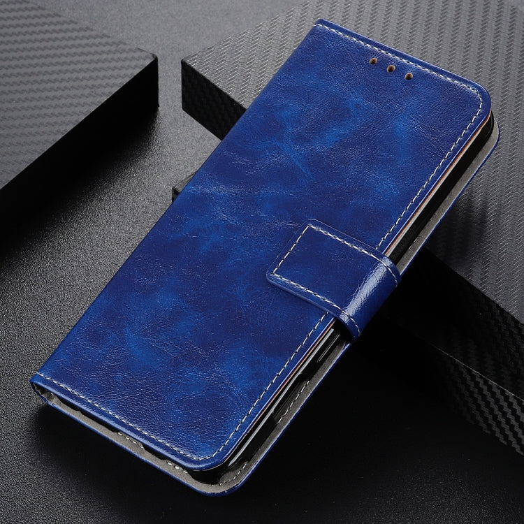 Para Google Pixel 6 Retro Crazy Horse Texture Horizontal Flip Funda de cuero con soporte y ranuras para tarjetas y marco y billetera (azul)