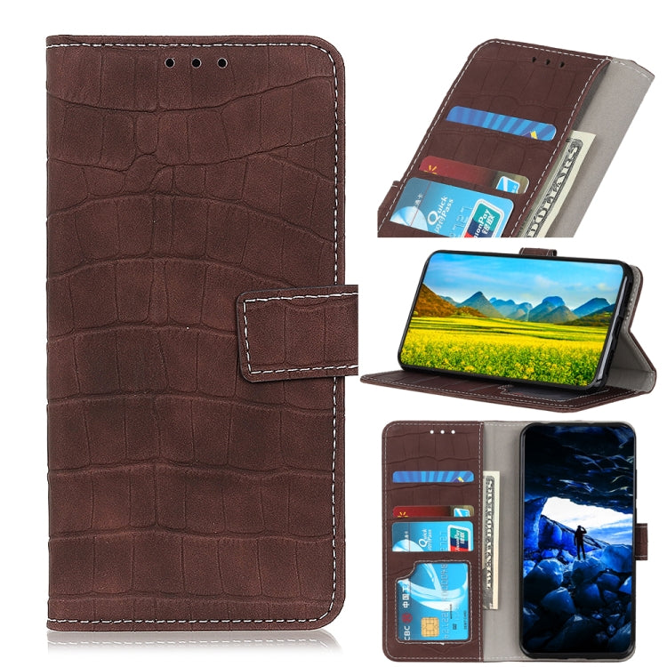 Para Google Pixel 6 Textura de cocodrilo Funda de cuero Horizontal Flip con soporte y ranuras para tarjetas y marco y billetera (marrón)