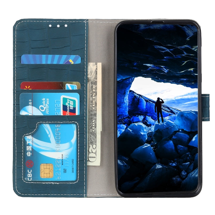 Para Google Pixel 6 Textura de cocodrilo Funda de cuero Horizontal Flip con soporte y ranuras para tarjetas y marco de fotos y billetera (verde oscuro)