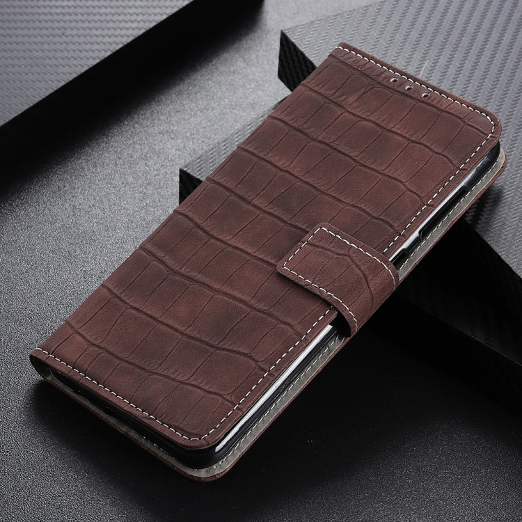 Para Google Pixel 6 Pro CroCodile Texture Horizontal Flip Funda de cuero con soporte y ranuras para tarjetas y marco y billetera (marrón)