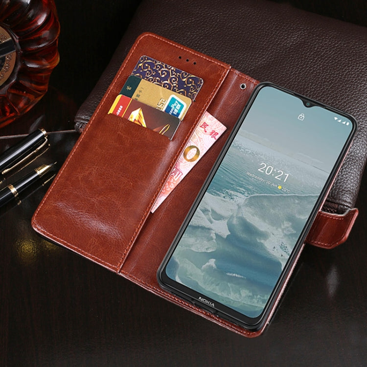 Para Nokia G20 Idewei Crazy Horse Texture Horizontal Flip Funda de cuero con soporte y tragamonedas y billetera (blanco)