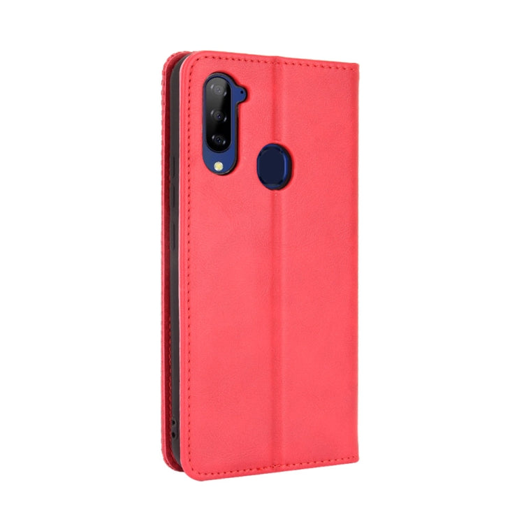 Para ZTE LIBERO 5G Hebilla magnética Retro Crazy Horse Texture Horizontal Flip Funda de cuero con soporte y tragamonedas de tarjetas y marco de fotos (rojo)